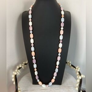 Vintage Czech Glass Picasso Bead Necklace 30” B23